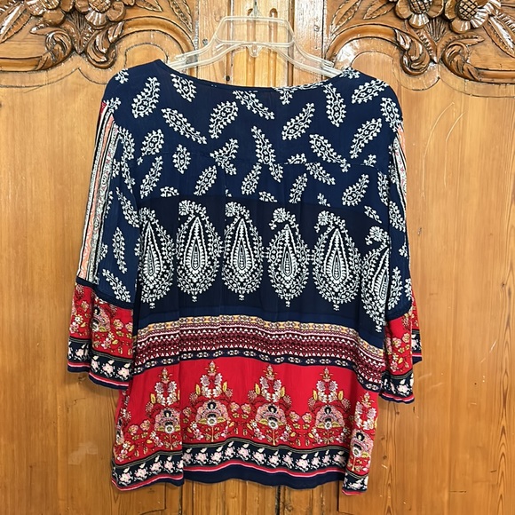 Bila Peasant Top with Tassle Neckline and Bell Cuff Sleeve - Picture 2 of 7